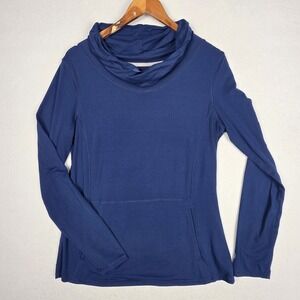 Reel‎ Legend Womens Pullover Activewear Medium Blue Stretch Pocket Thumbholes